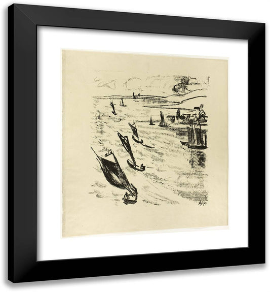Boats in the Lagoon, from the Samland Ode 20x22 Black Modern Wood Framed Art Print Poster by Pechstein, Max