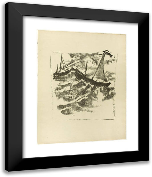 Boats in the Storm, from the Samland Ode 20x24 Black Modern Wood Framed Art Print Poster by Pechstein, Max