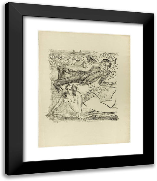 Cleopatra and Poet, Back Banner Page from the Samland Ode 20x24 Black Modern Wood Framed Art Print Poster by Pechstein, Max