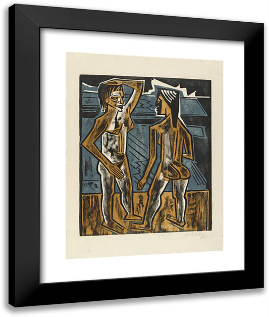 Dialogue 20x24 Black Modern Wood Framed Art Print Poster by Pechstein, Max