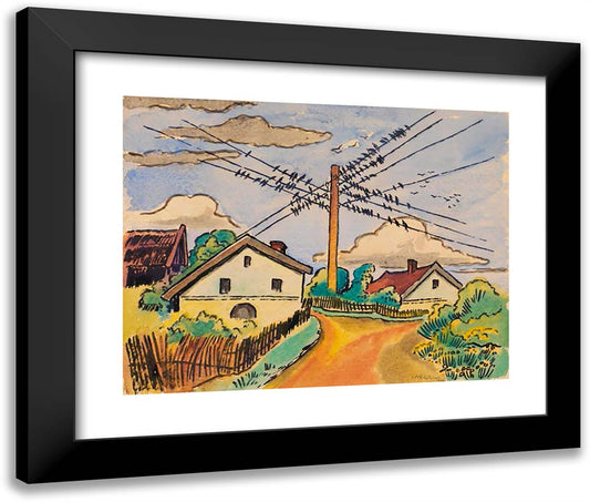 Die Schwalben Sammeln Sich (Ückeritz I. Pommern)  24x20 Black Modern Wood Framed Art Print Poster by Pechstein, Max