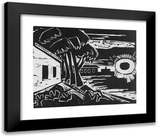 Die Sonne Sturzt  23x20 Black Modern Wood Framed Art Print Poster by Pechstein, Max