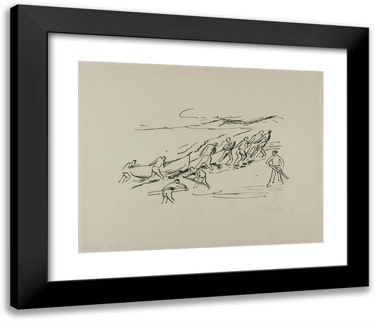 Disembarking, from Travel Pictures Italy-South Seas 23x20 Black Modern Wood Framed Art Print Poster by Pechstein, Max