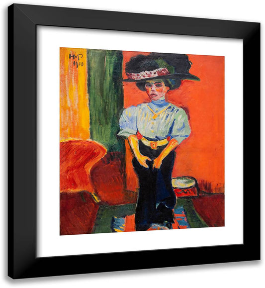 Ein Fruhes Damenbild 20x22 Black Modern Wood Framed Art Print Poster by Pechstein, Max