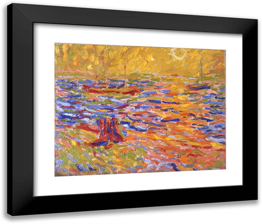 Flusslandschaft  24x20 Black Modern Wood Framed Art Print Poster by Pechstein, Max