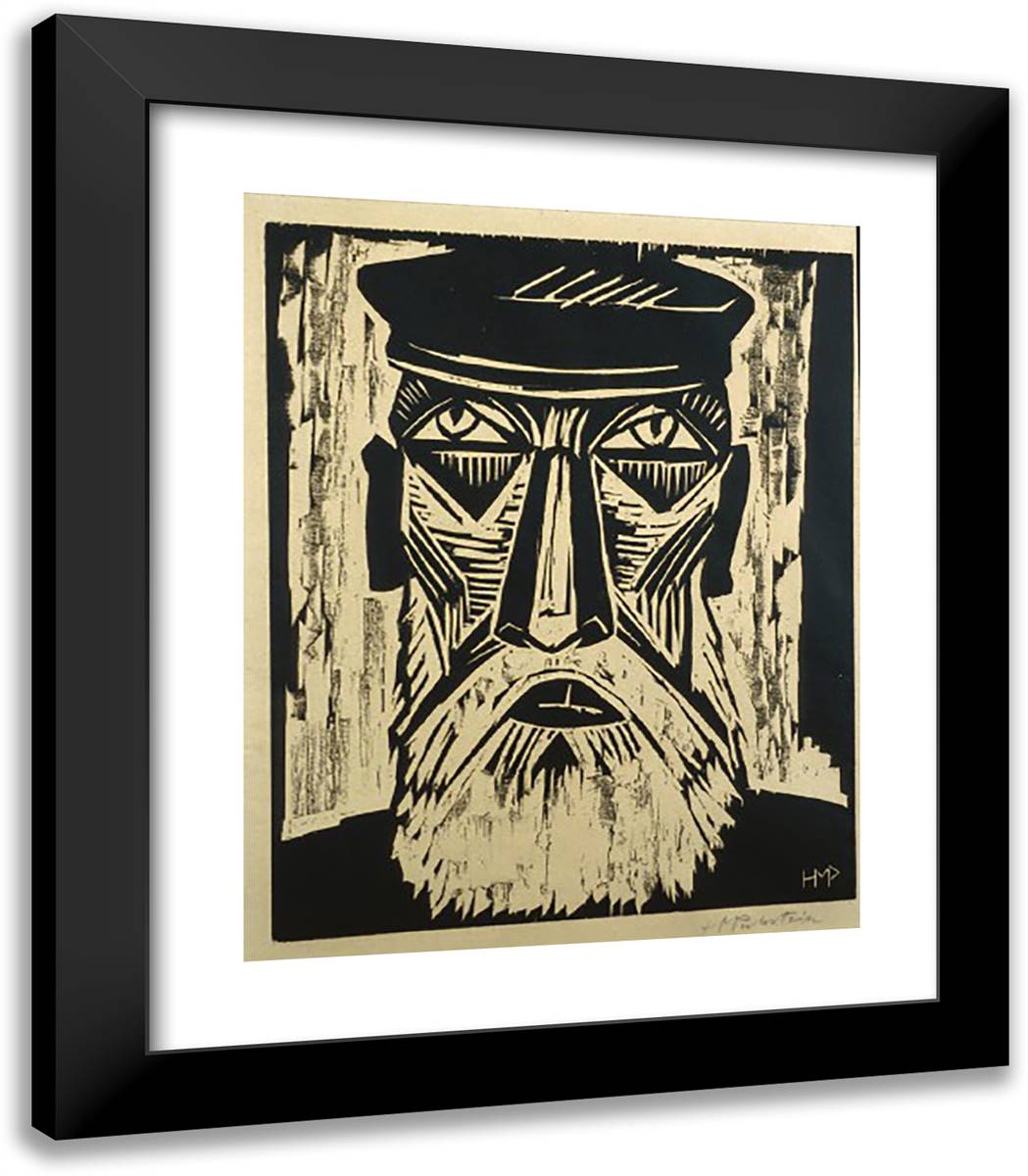 Head of a Fisherman  20x23 Black Modern Wood Framed Art Print Poster by Pechstein, Max