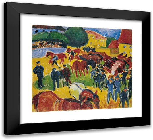 Horse Fair  22x20 Black Modern Wood Framed Art Print Poster by Pechstein, Max