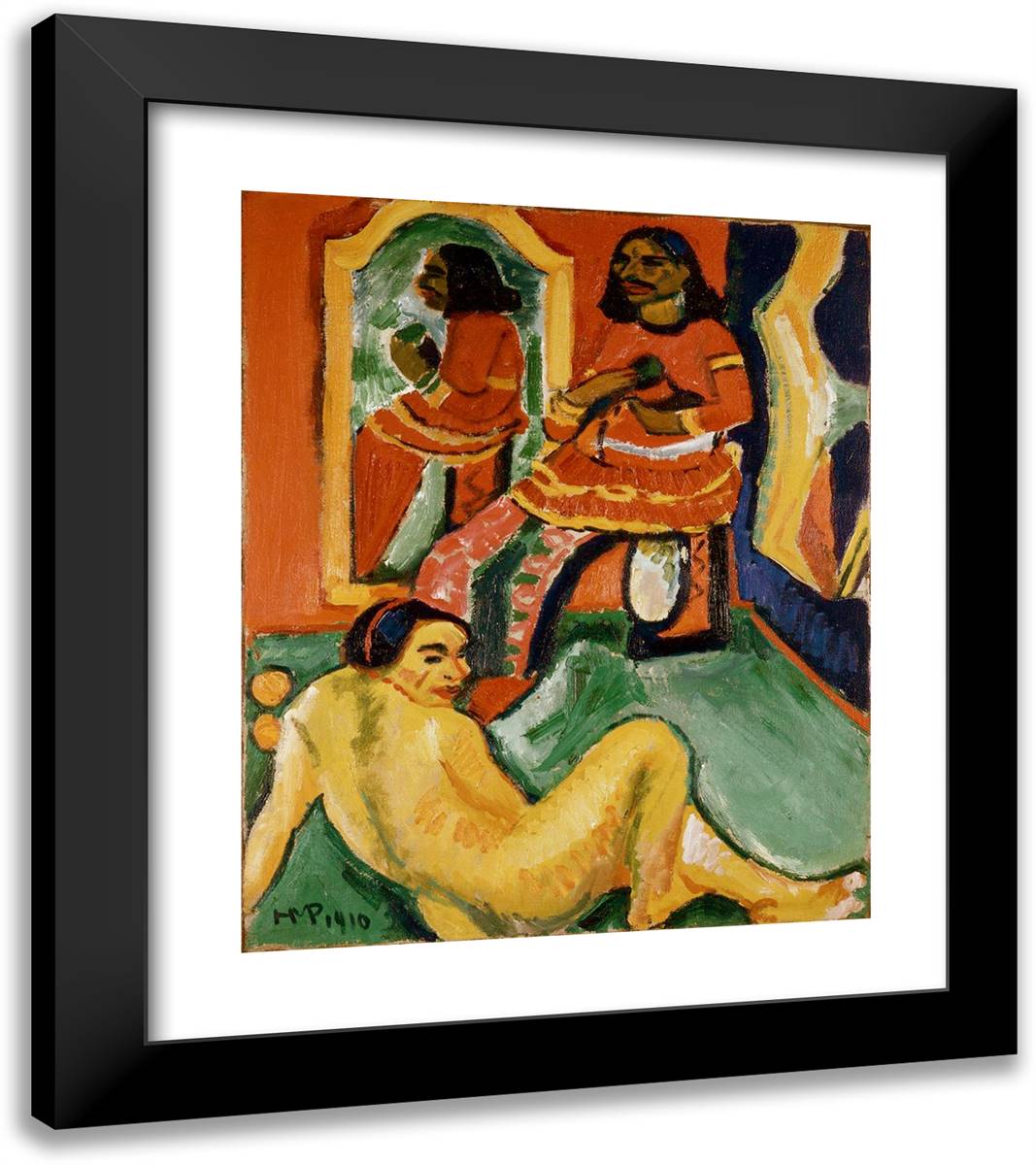 Indian and Woman  20x23 Black Modern Wood Framed Art Print Poster by Pechstein, Max