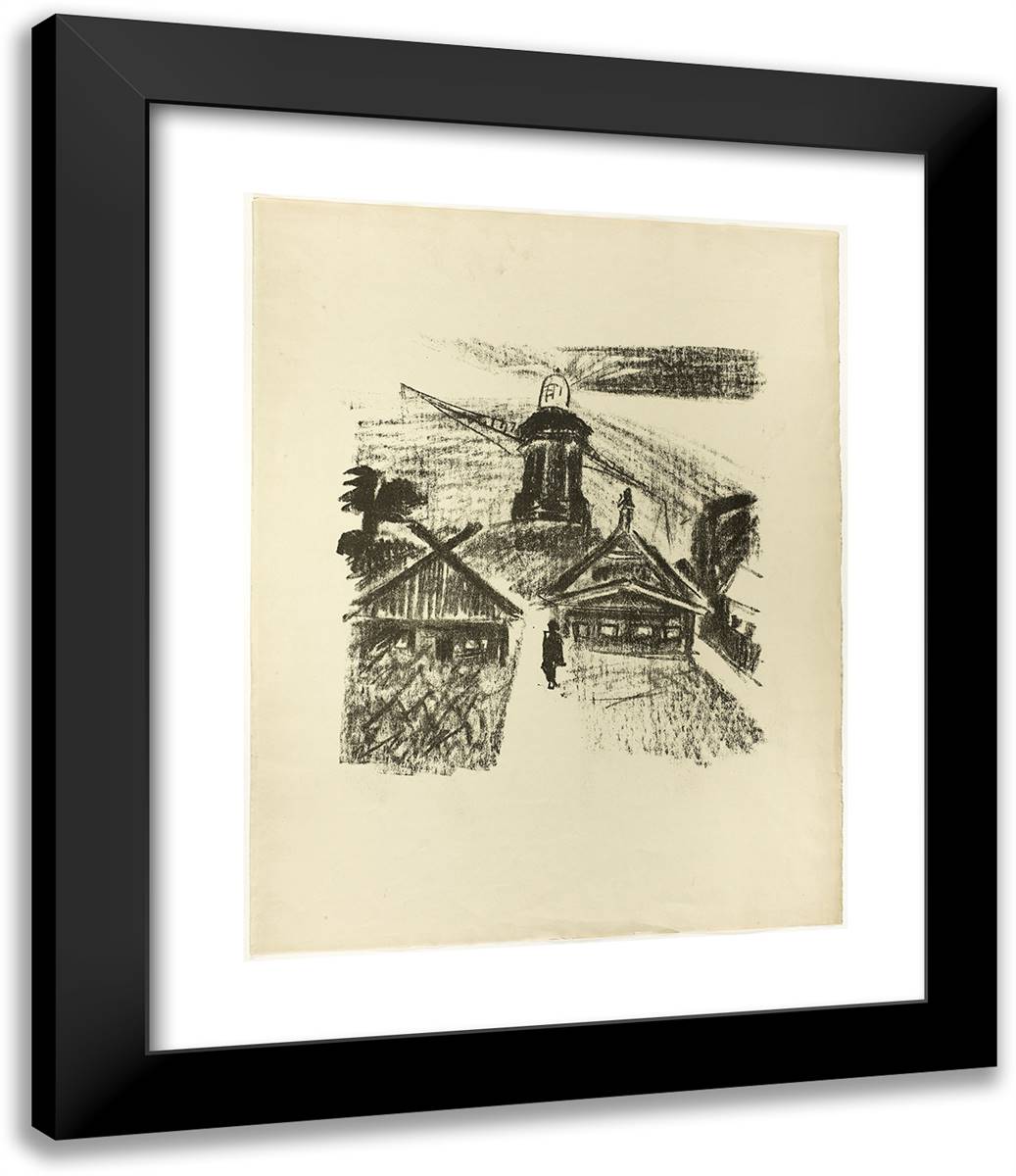 Lighthouse, from the Samland Ode 20x24 Black Modern Wood Framed Art Print Poster by Pechstein, Max