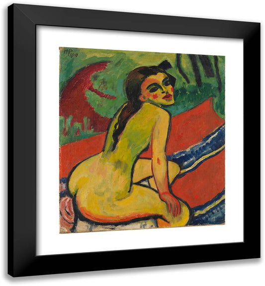 Madchen. Sitzender Weiblicher Akt  20x22 Black Modern Wood Framed Art Print Poster by Pechstein, Max