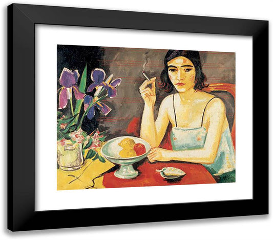 Modellpause 23x20 Black Modern Wood Framed Art Print Poster by Pechstein, Max