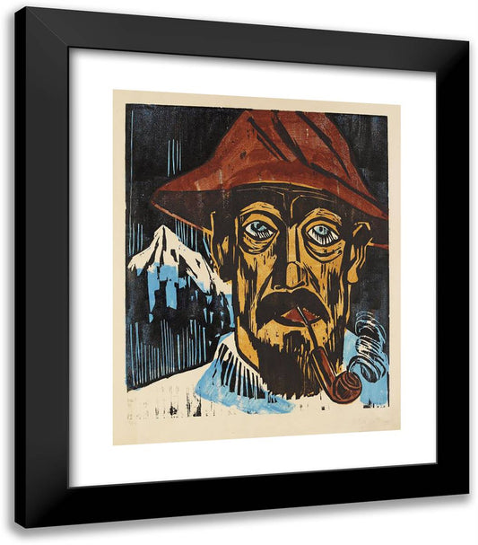 Rauchender Schweizer  20x23 Black Modern Wood Framed Art Print Poster by Pechstein, Max