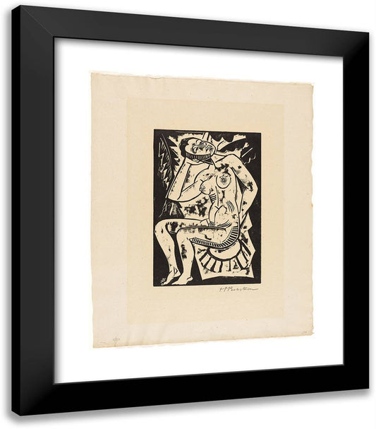 Seated Nude 20x23 Black Modern Wood Framed Art Print Poster by Pechstein, Max