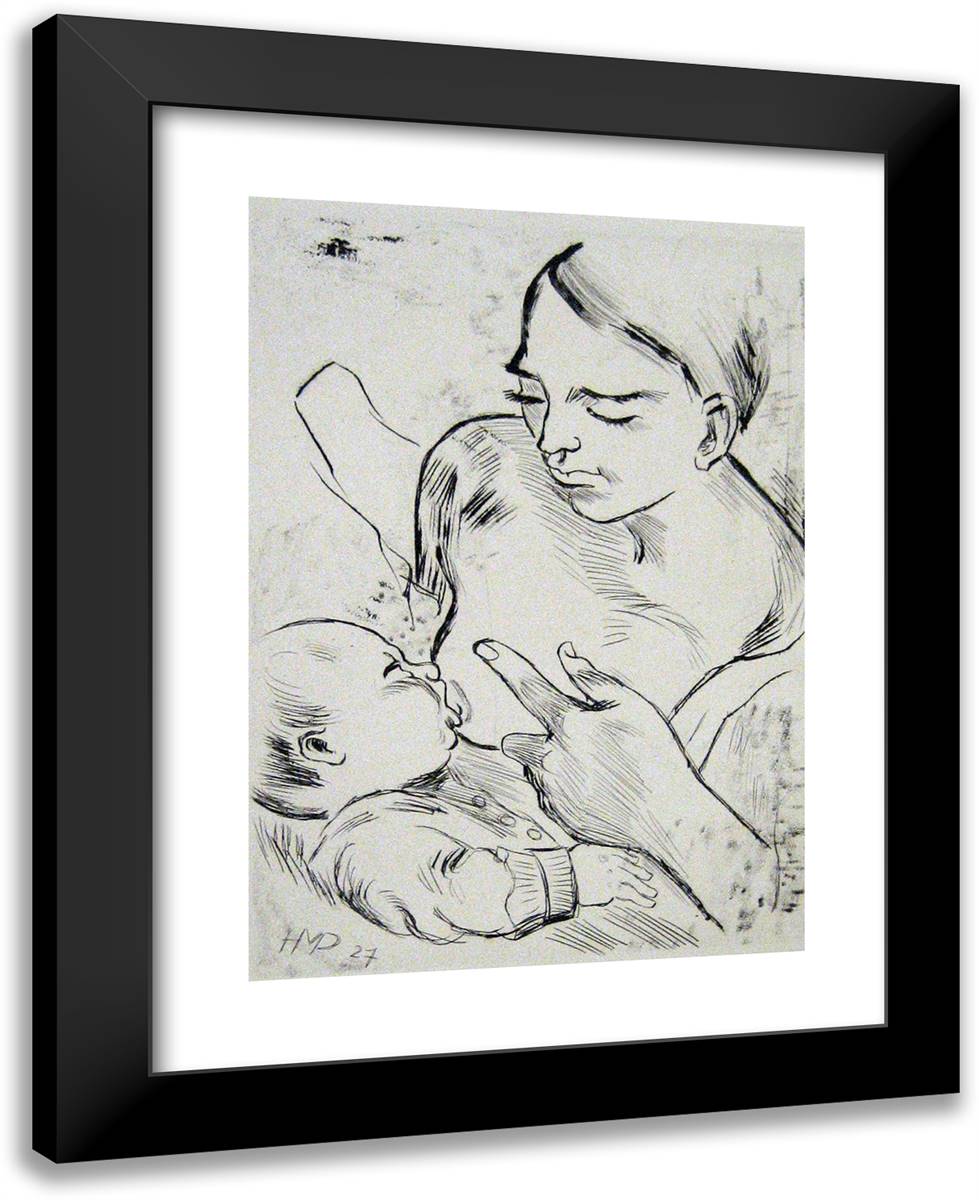 Stillende Mutter  19x24 Black Modern Wood Framed Art Print Poster by Pechstein, Max