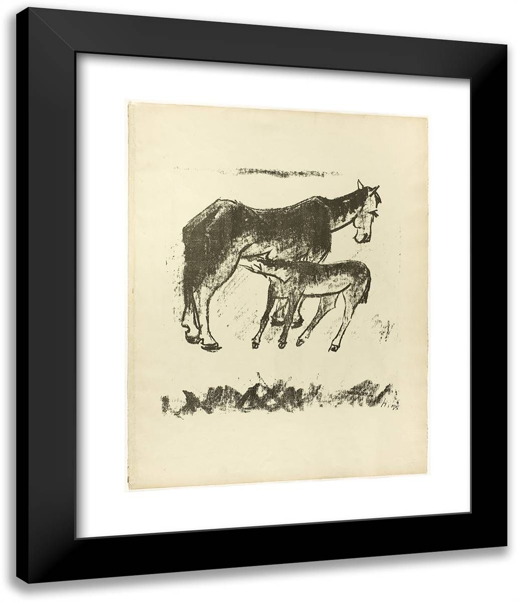 Suckling Foal, from the Samland Ode 20x24 Black Modern Wood Framed Art Print Poster by Pechstein, Max