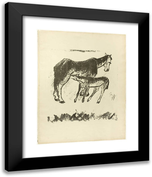 Suckling Foal, from the Samland Ode 20x24 Black Modern Wood Framed Art Print Poster by Pechstein, Max