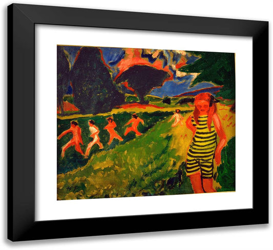 The Yellow and Black Jersey 22x20 Black Modern Wood Framed Art Print Poster by Pechstein, Max