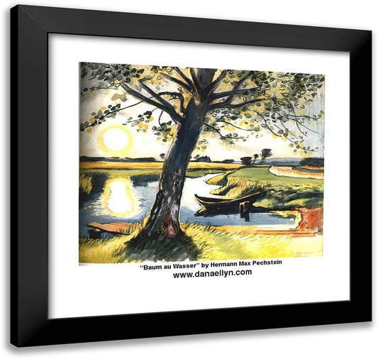 Tree at the Water 21x20 Black Modern Wood Framed Art Print Poster by Pechstein, Max
