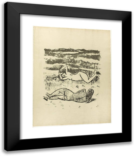 Two Reclining Women, from the Samland Ode 20x24 Black Modern Wood Framed Art Print Poster by Pechstein, Max