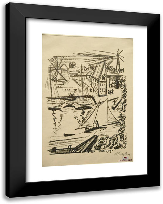 Untitled  19x24 Black Modern Wood Framed Art Print Poster by Pechstein, Max