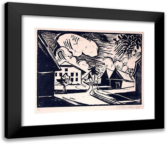 Village Landscape  23x20 Black Modern Wood Framed Art Print Poster by Pechstein, Max