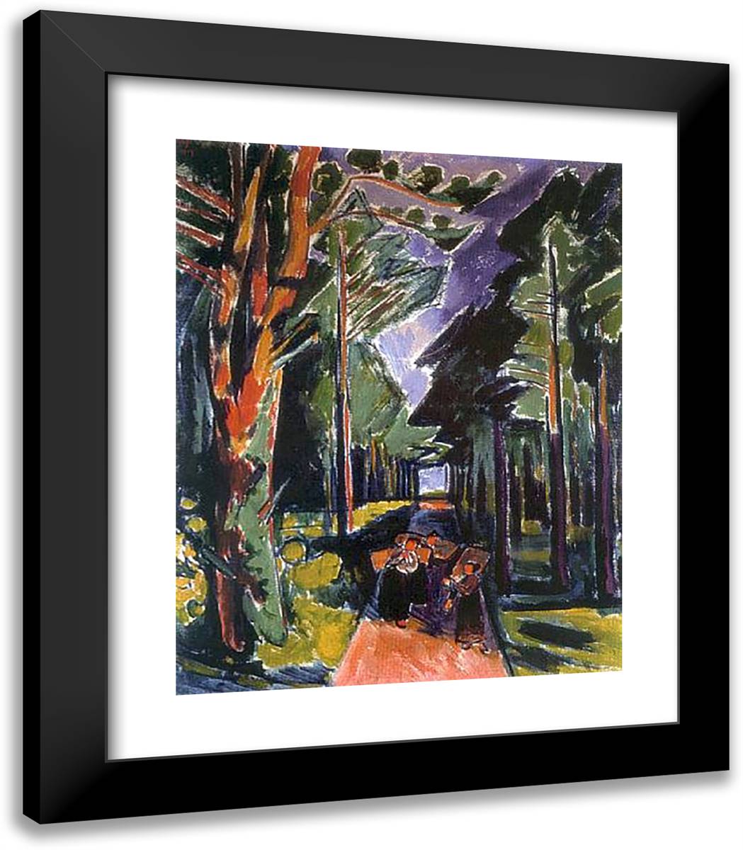 Waldweg  20x23 Black Modern Wood Framed Art Print Poster by Pechstein, Max