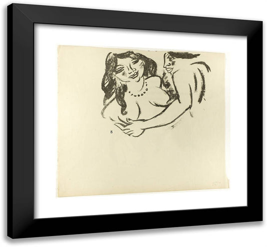 Woman and Girl, Page 7 (Recto); Two Women, Page 8 (Verso), from the Samland Ode 22x20 Black Modern Wood Framed Art Print Poster by Pechstein, Max
