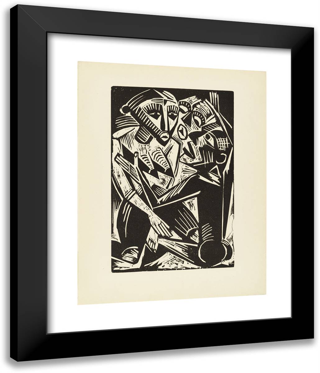 Woman Desired by Man  20x24 Black Modern Wood Framed Art Print Poster by Pechstein, Max