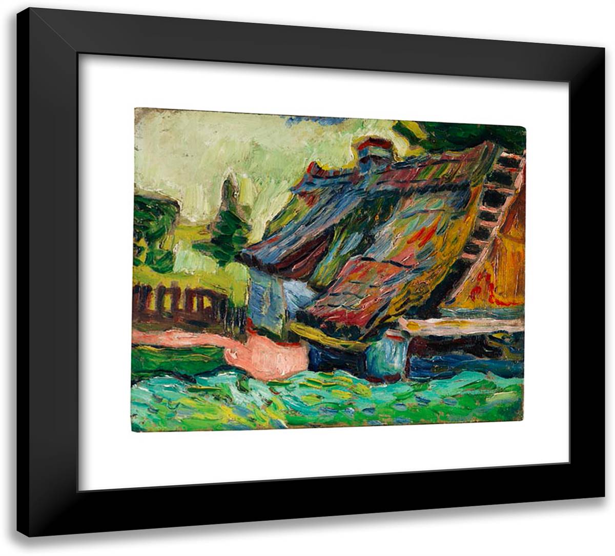 Zerfallenes Haus  22x20 Black Modern Wood Framed Art Print Poster by Pechstein, Max