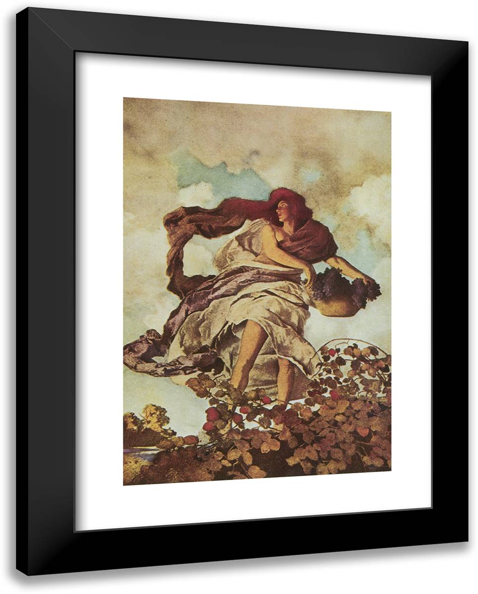 Autumn 19x24 Black Modern Wood Framed Art Print Poster by Parrish, Maxfield