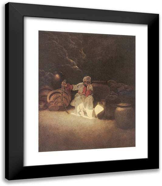 Cassim in the Cave of the Forty Thieves 20x23 Black Modern Wood Framed Art Print Poster by Parrish, Maxfield