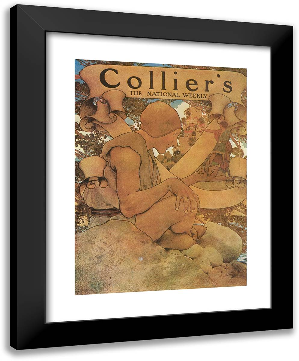 Collier's Cover, 1910 19x24 Black Modern Wood Framed Art Print Poster by Parrish, Maxfield