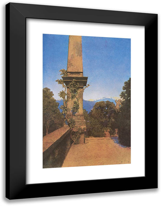 In the Gardens of Isola Bella, Lake Maggiore 18x24 Black Modern Wood Framed Art Print Poster by Parrish, Maxfield