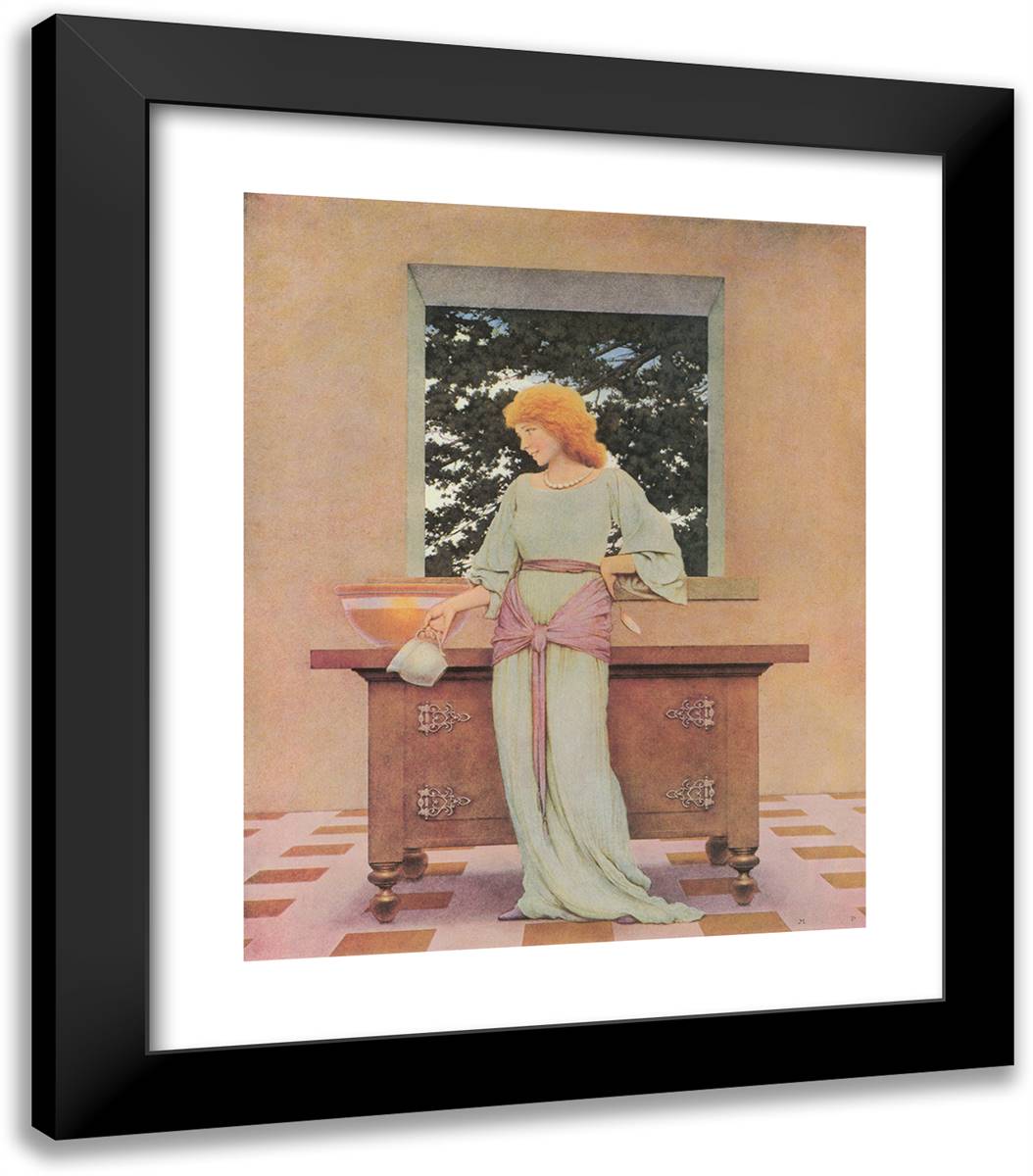 Lady VIoletta 20x23 Black Modern Wood Framed Art Print Poster by Parrish, Maxfield