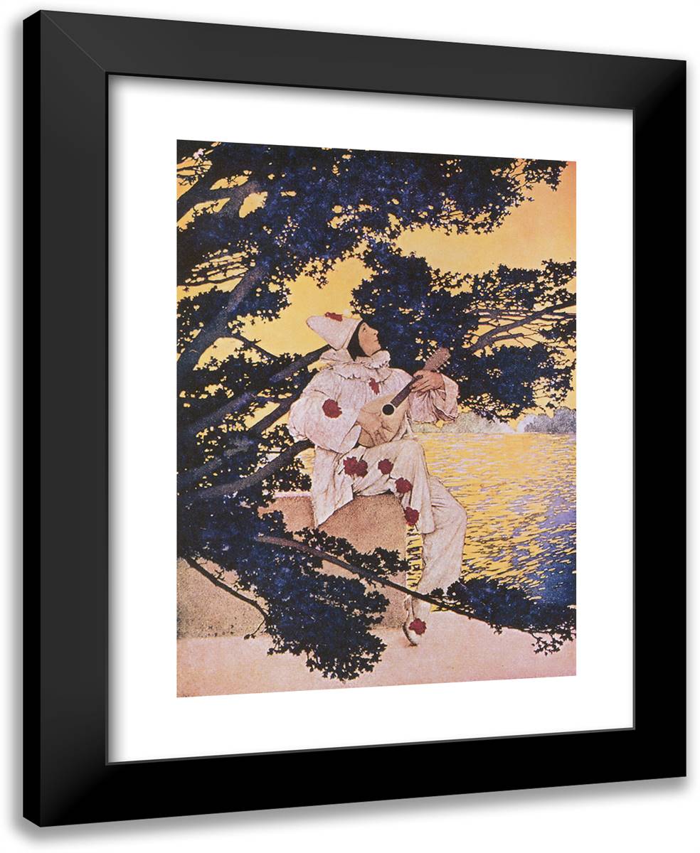 Pierrot 19x24 Black Modern Wood Framed Art Print Poster by Parrish, Maxfield