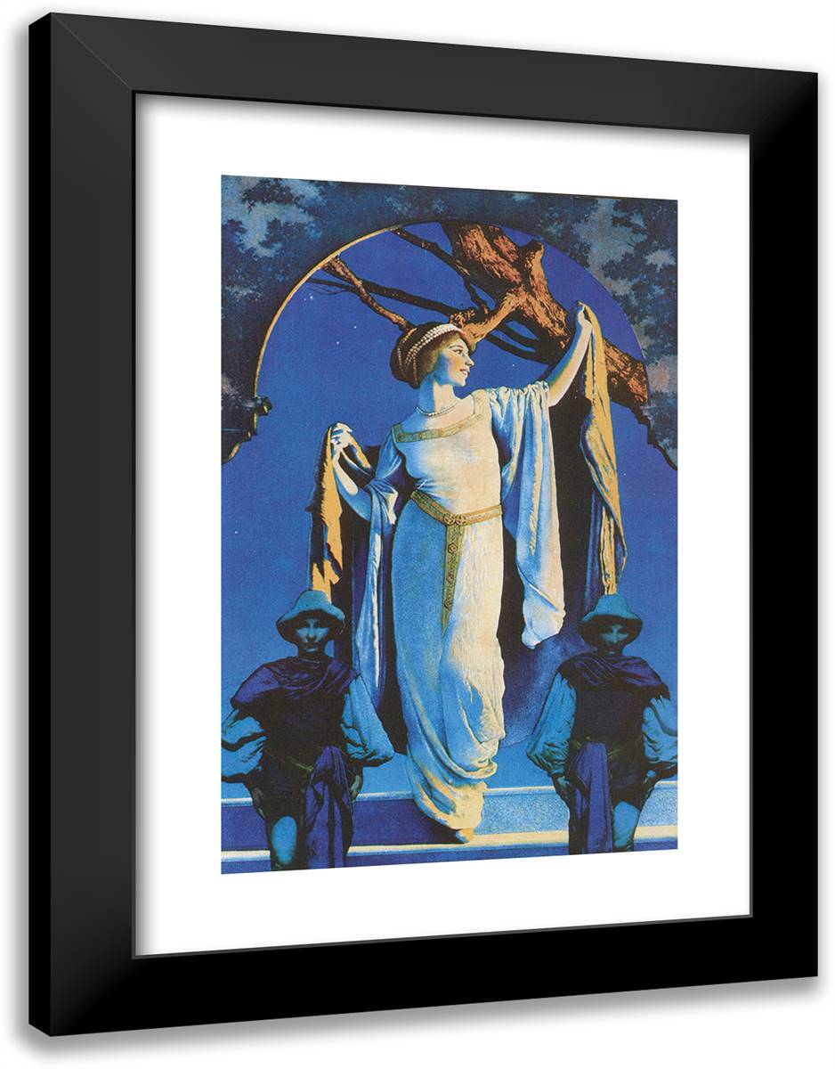 Spirit of the Night 18x24 Black Modern Wood Framed Art Print Poster by Parrish, Maxfield