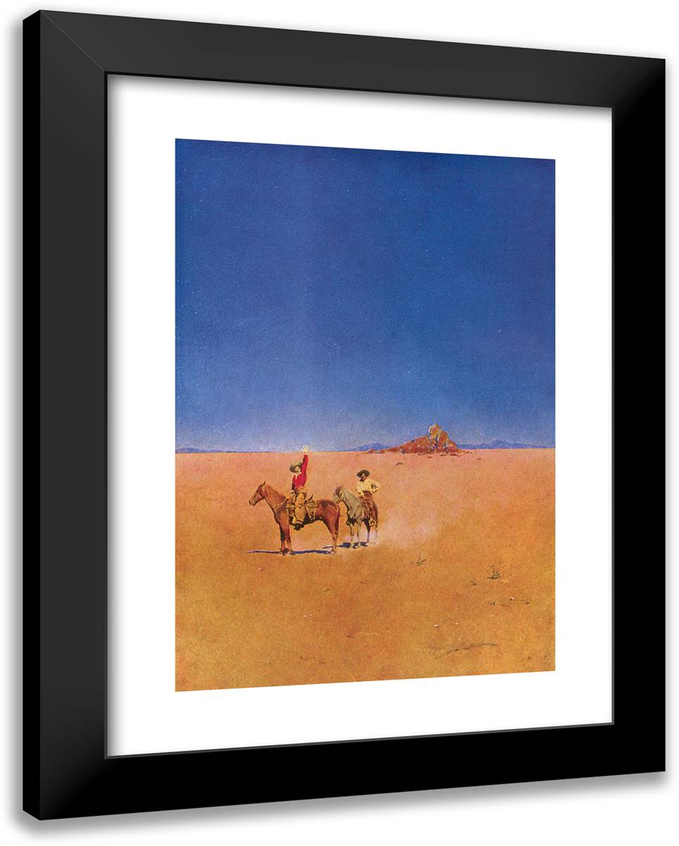 The Desert Without Water (Cowboys) 19x24 Black Modern Wood Framed Art Print Poster by Parrish, Maxfield