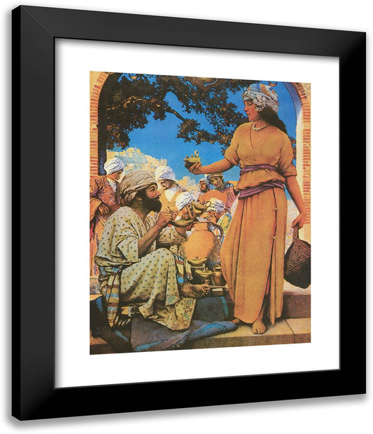 The Lamp Seller of Baghdad 20x24 Black Modern Wood Framed Art Print Poster by Parrish, Maxfield