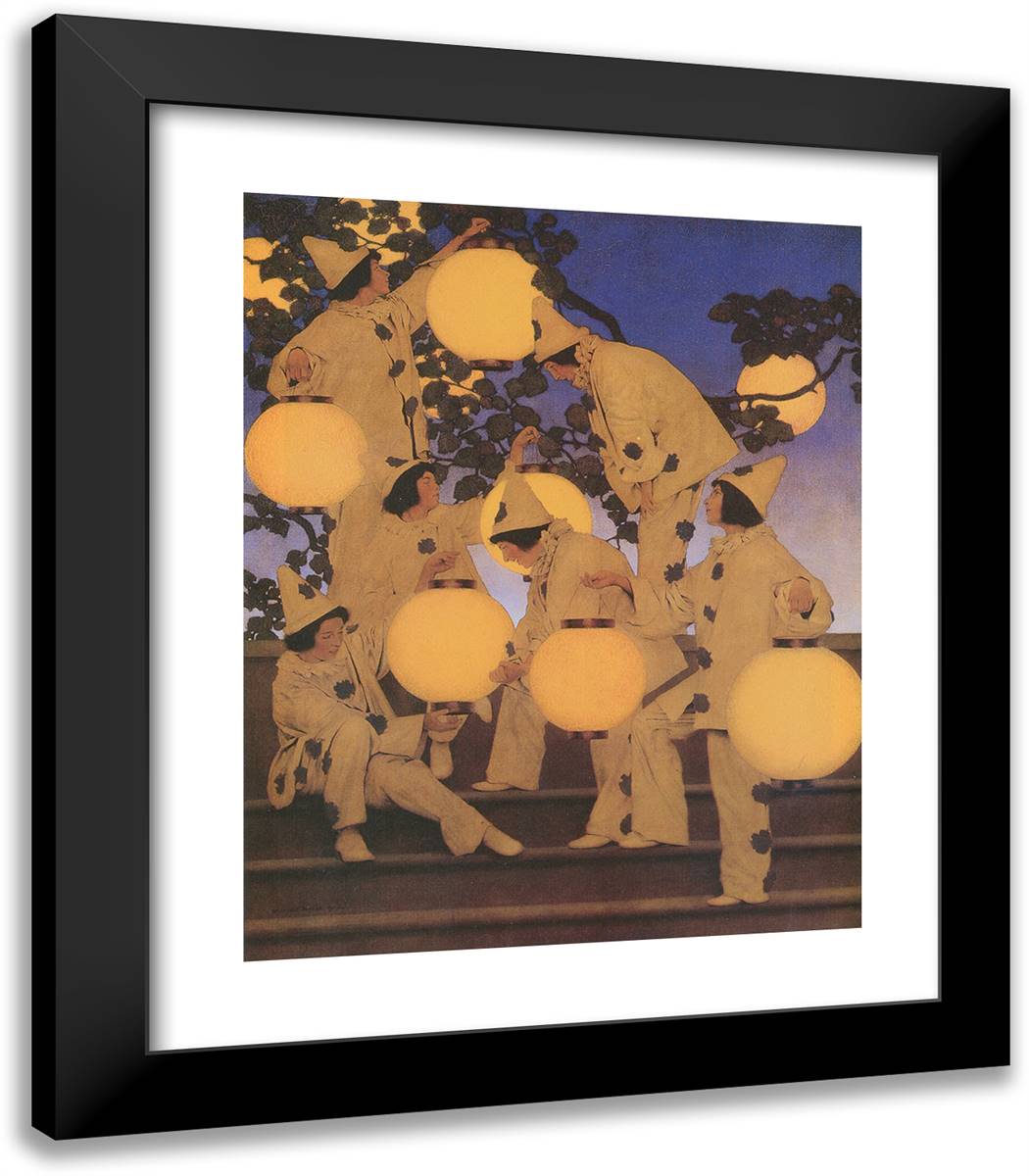 The Lantern Bearers 20x23 Black Modern Wood Framed Art Print Poster by Parrish, Maxfield