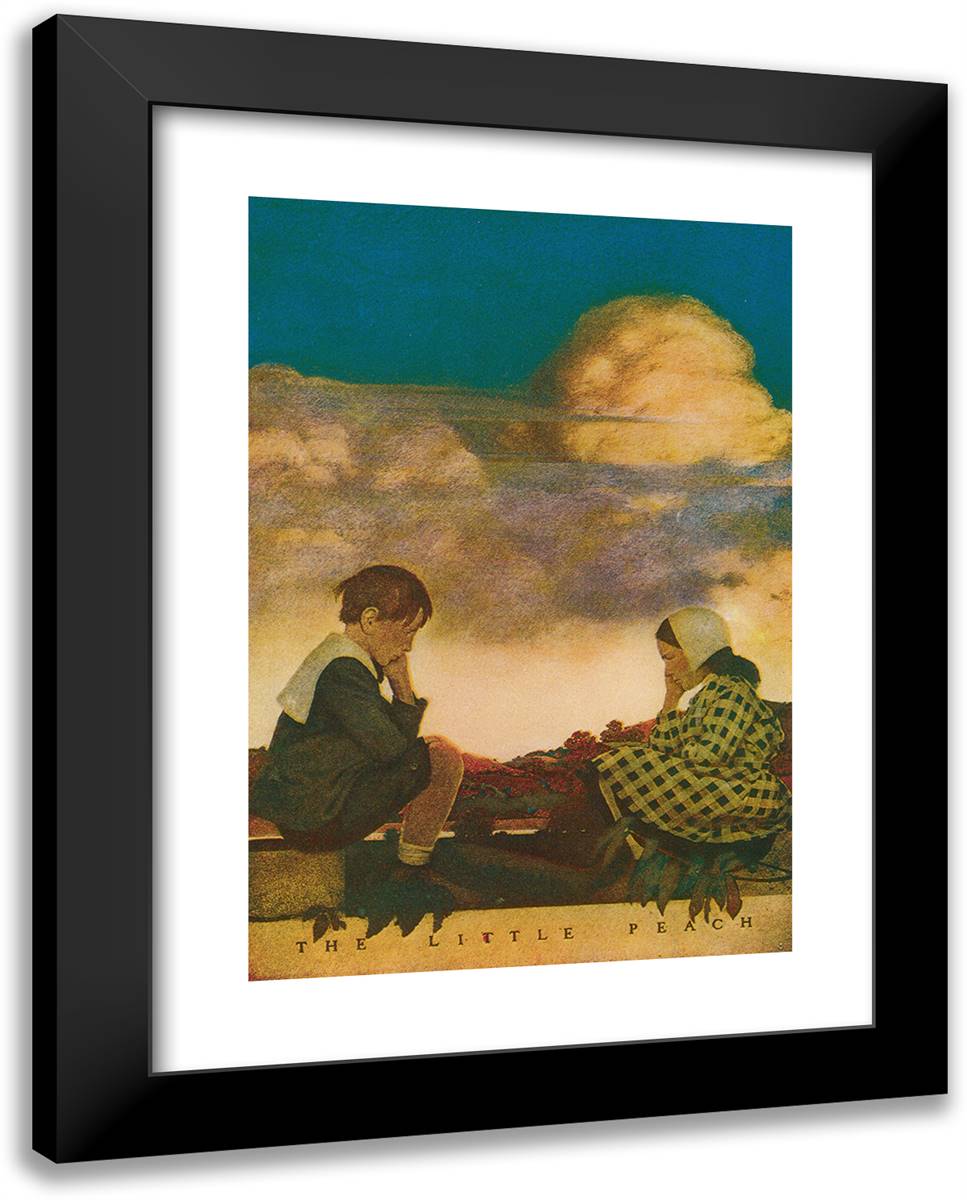 The Little Peach 19x24 Black Modern Wood Framed Art Print Poster by Parrish, Maxfield