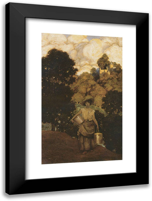 The Milkmaid 17x24 Black Modern Wood Framed Art Print Poster by Parrish, Maxfield