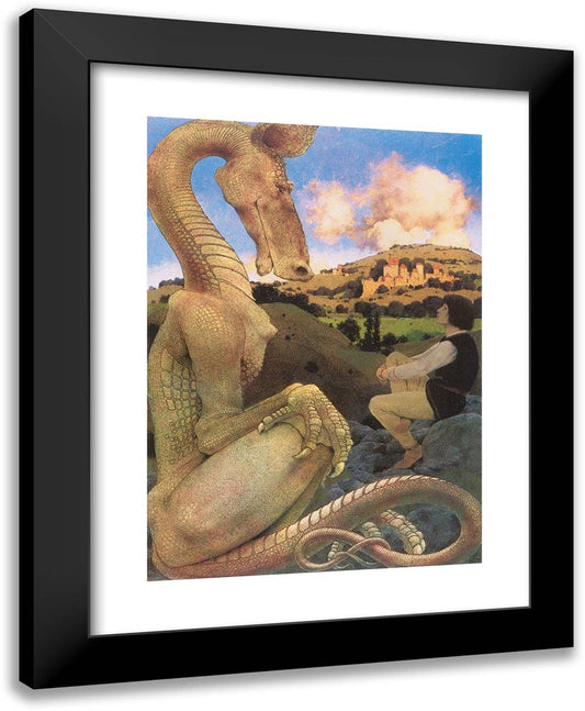 The Reluctant Dragon 19x24 Black Modern Wood Framed Art Print Poster by Parrish, Maxfield