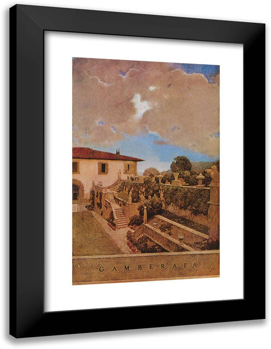 Villa Gamberaia 18x24 Black Modern Wood Framed Art Print Poster by Parrish, Maxfield