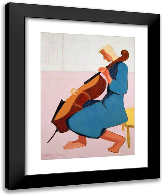 Cello Player 19x24 Black Modern Wood Framed Art Print Poster by Avery, Milton