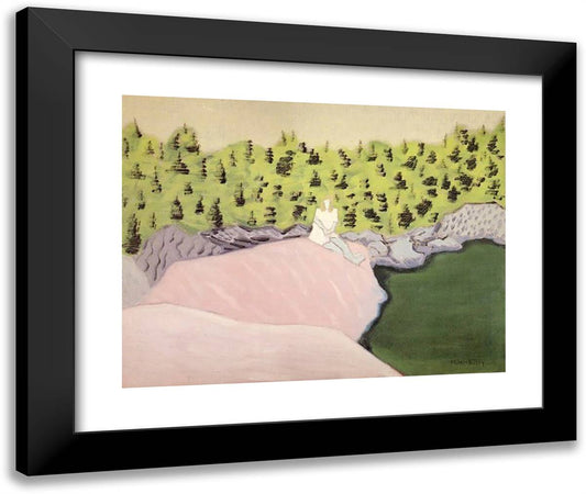 Figure by Pool 24x20 Black Modern Wood Framed Art Print Poster by Avery, Milton