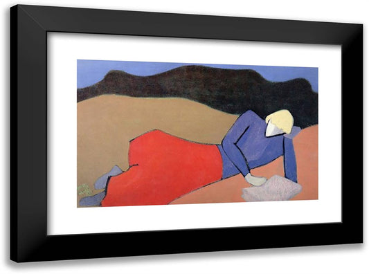 Reclining Reader 24x18 Black Modern Wood Framed Art Print Poster by Avery, Milton