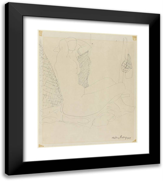 Seated Female Nude 20x22 Black Modern Wood Framed Art Print Poster by Avery, Milton