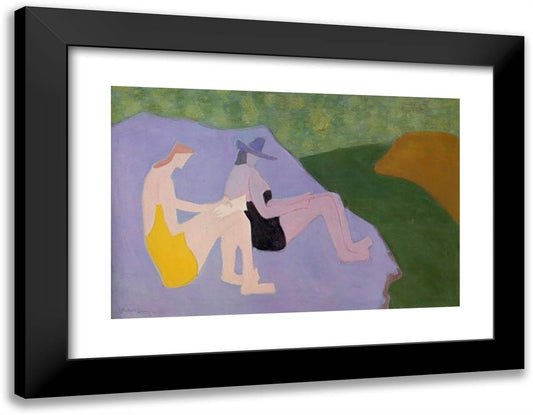 Sketchers by the Stream 24x19 Black Modern Wood Framed Art Print Poster by Avery, Milton