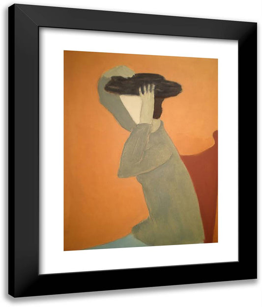 Woman with a Hat 20x24 Black Modern Wood Framed Art Print Poster by Avery, Milton
