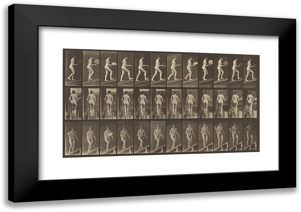Animal Locomotion Xliv 24x17 Black Modern Wood Framed Art Print Poster by Muybridge, Eadweard